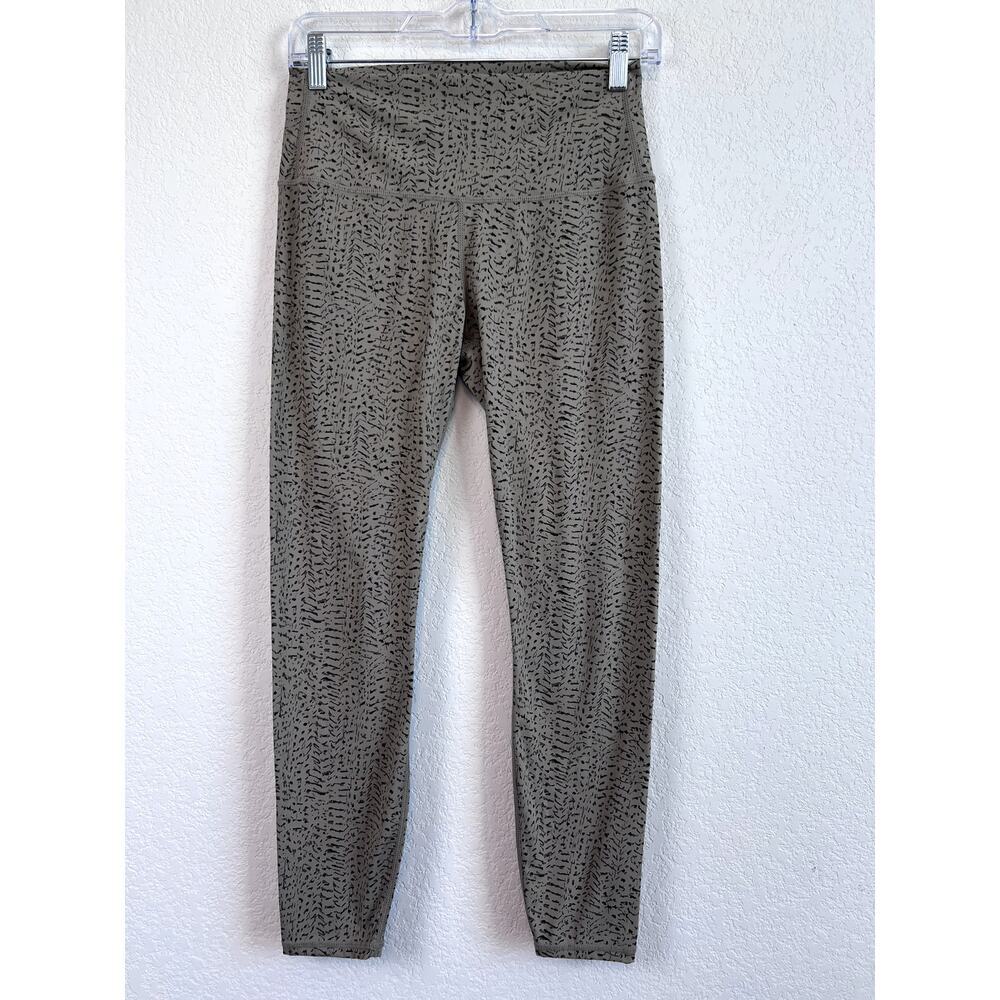 Stylish Varley Luna High-Rise Olive Patterned Leggings - Size M